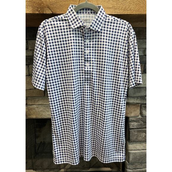 Men's Blue Checkered Polo Shirt - Picture 1 of 5